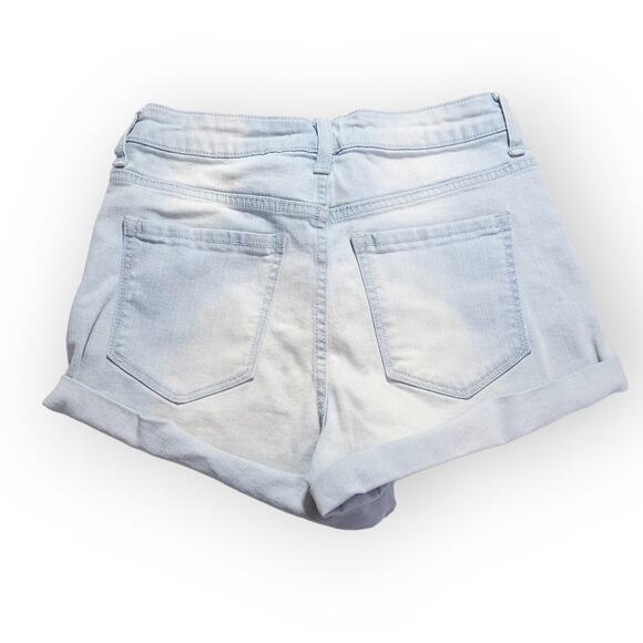 Forever21 Classic High Rise Cuffed Light Wash Denim Short Shorts Size 28 Boho - Picture 3 of 11